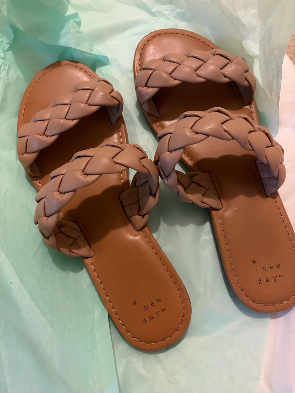 a.new.day™ Women's Taupe Braided Slide Sandals Size 8
